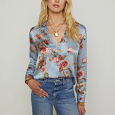 Tyler Silk Shirt in Blue Rose